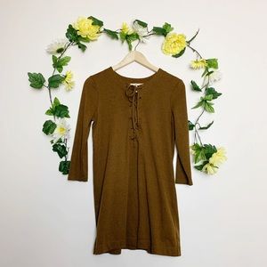 Free People Green Tie Up Dress Size M